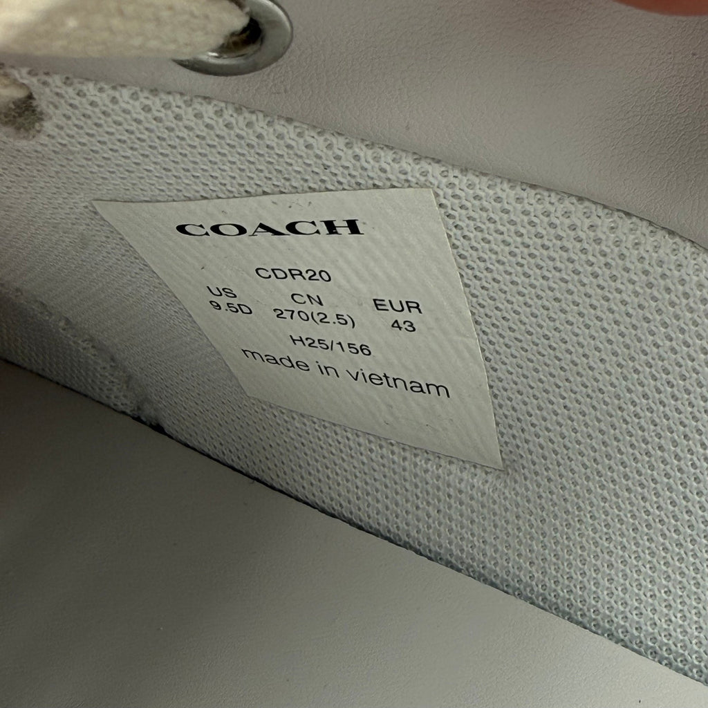 Coach Mens Ellis Low Top Casual Sneakers Size 9.5 Optic White Leather Suede NWOB