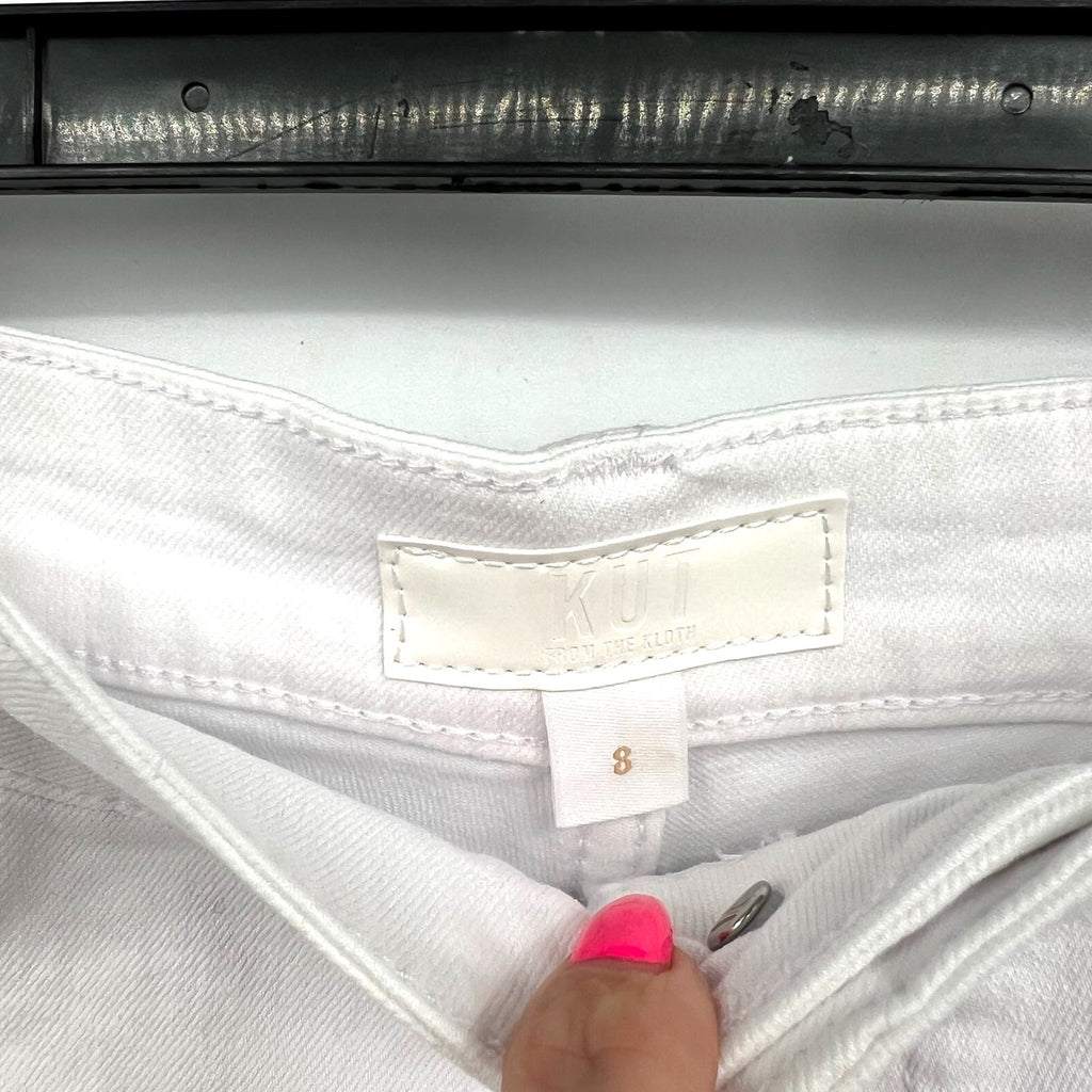 KUT FROM THE KLOTH Jane Cuff Denim Shorts Size 8 Optic White High Waist NWT