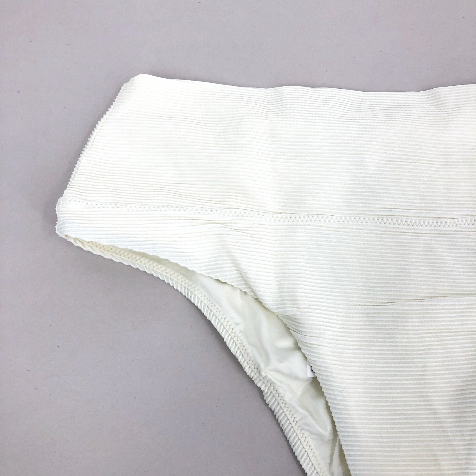 PRANA Women's Aurelia Swim Bottoms Medium White Horchata Ottoman High Waist NWT