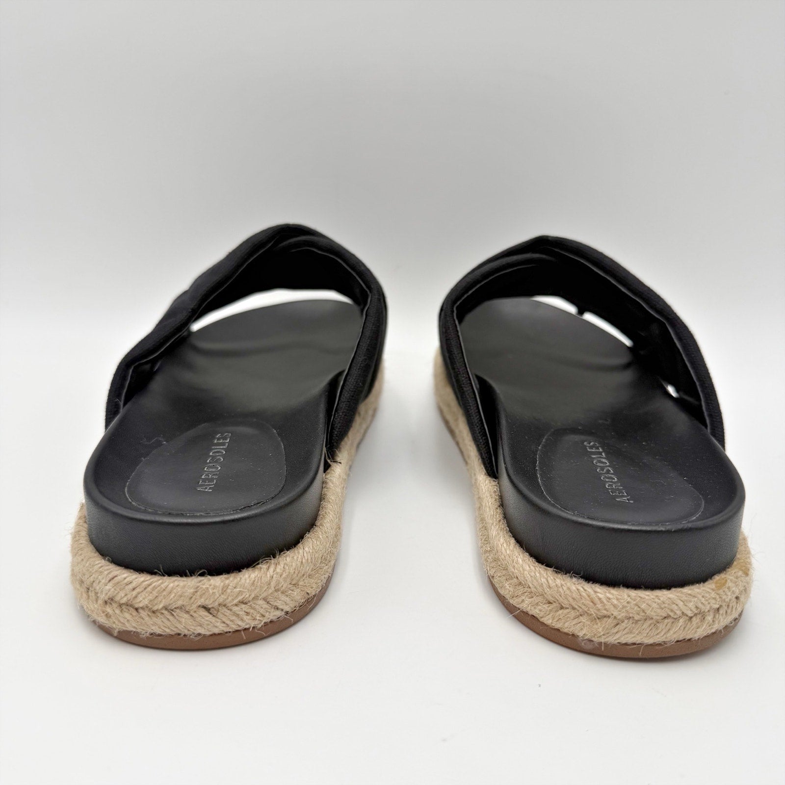 Aerosoles Womens Linney Slide Sandals Size 8.5 M Black Canvas NWOB