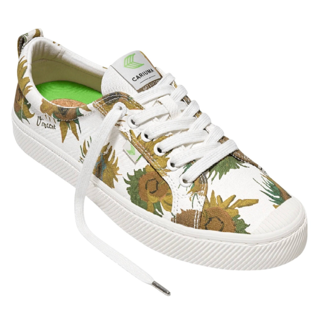 Cariuma X Van Gogh Womens OCA Low Sneaker Size 7.5 Sunflower White Canvas NIB