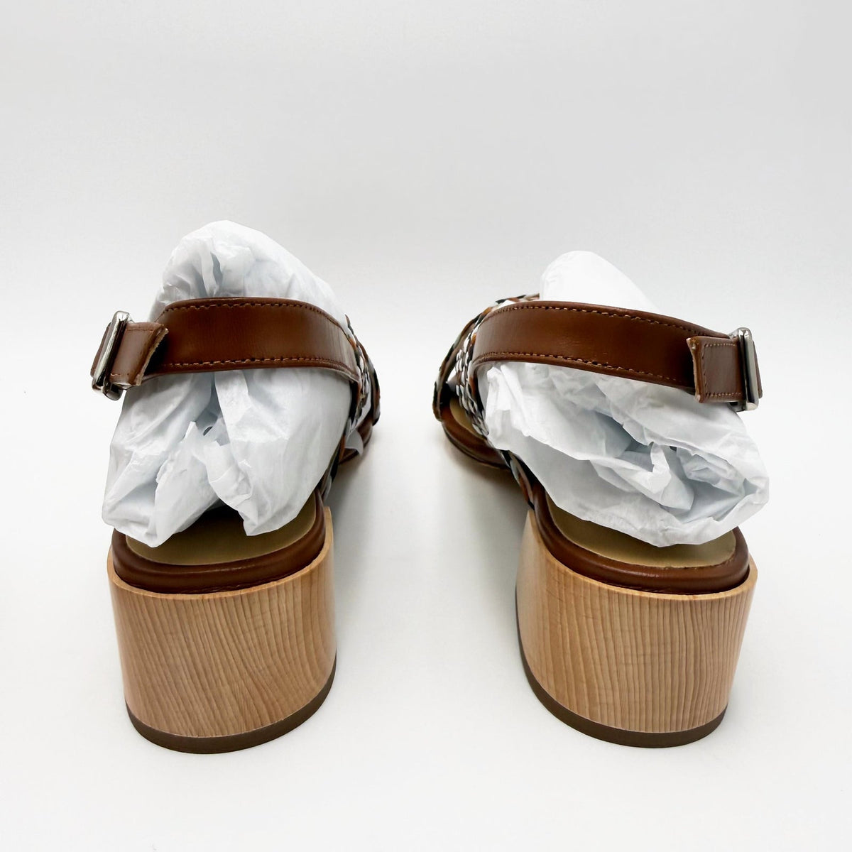Vaneli Womens Cadmus Woven Slingback Sandals Size 7 Brown Block Heel NIB