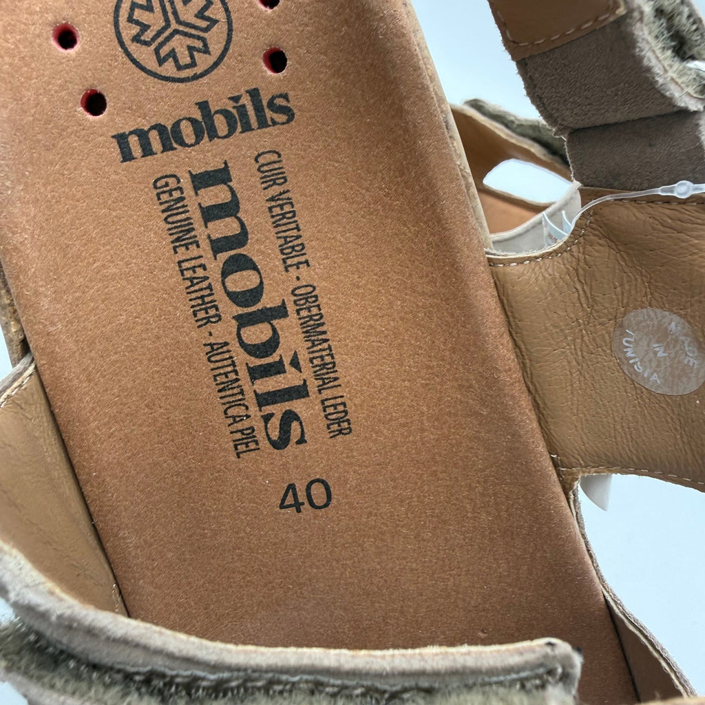 Mobils by Mephisto Womens Riley Wedge Sandals Size 10 EU 40 Light Taupe NIB