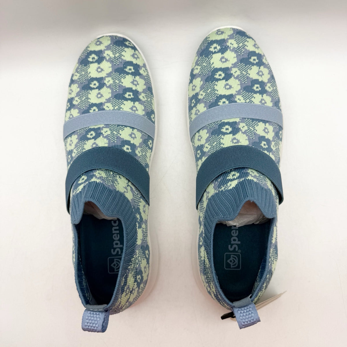 Spenco Womens Karma Stretch Sneakers Size 7.5 M EU 38 Bluestone Floral Blue NIB
