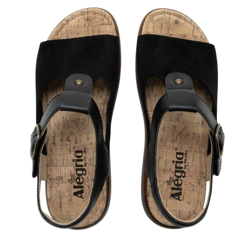 Alegria Womens Betsie Stretch Sandals EU 42 US 11.5-12 Black Leather NWOB