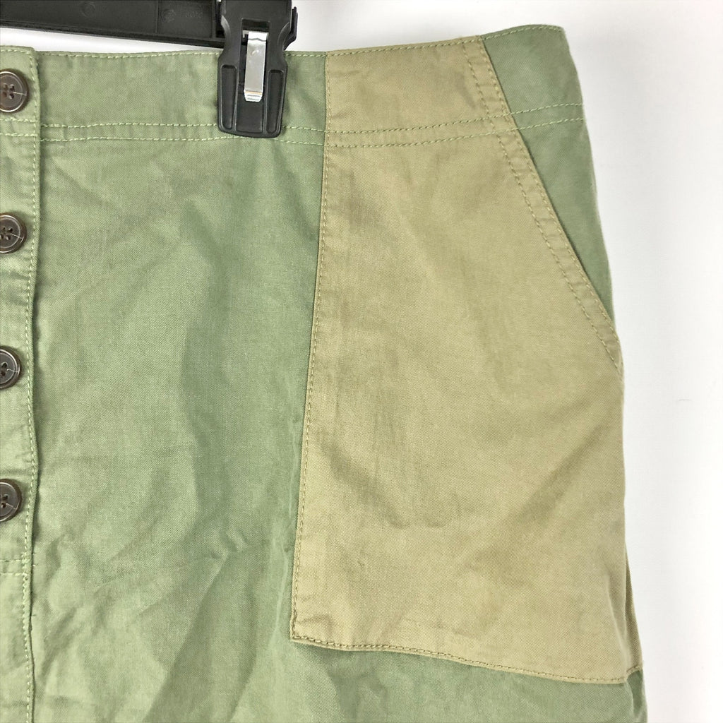 TREASURE & BOND Mini Skirt 2X Olive Green Pocket Block Button Up NWOT