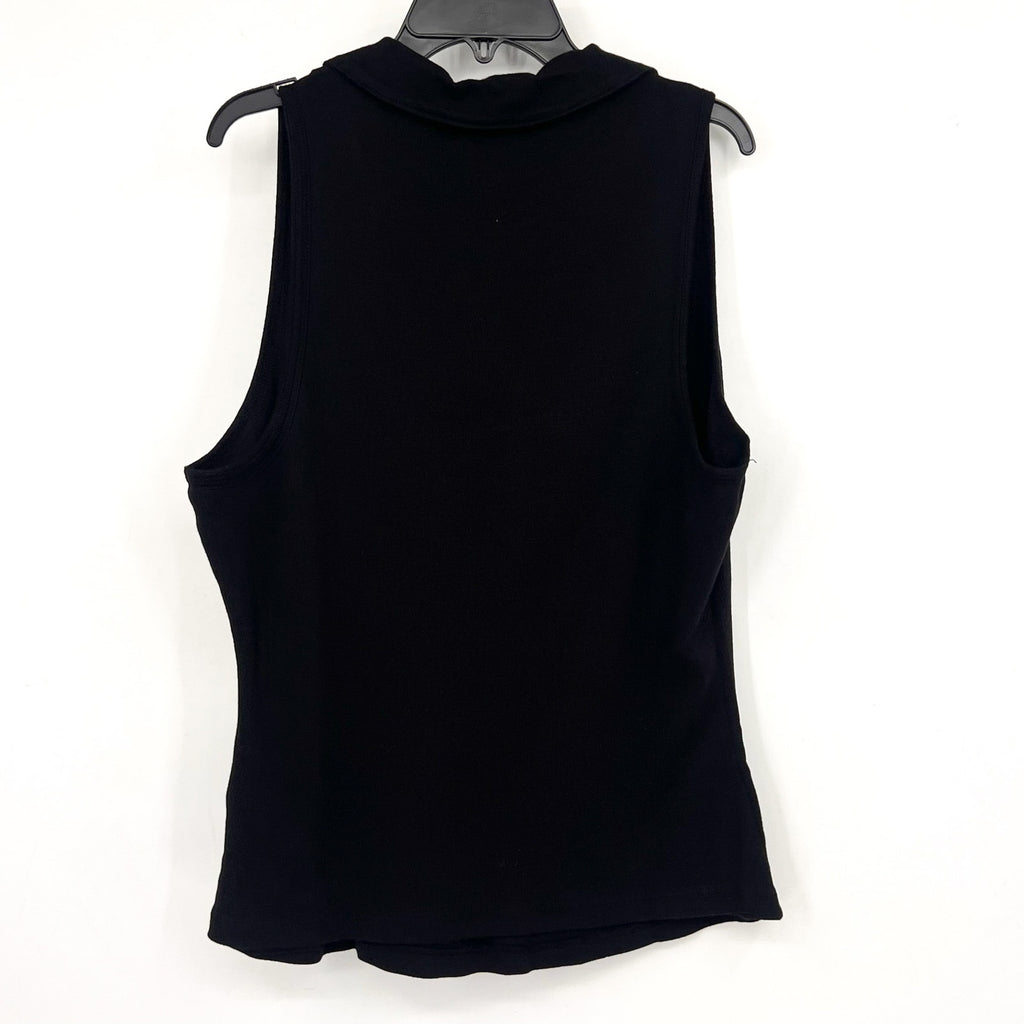 MICHAEL STARS Women's Norah Sleeveless Polo Shirt 1X Black Sleeveless NWT