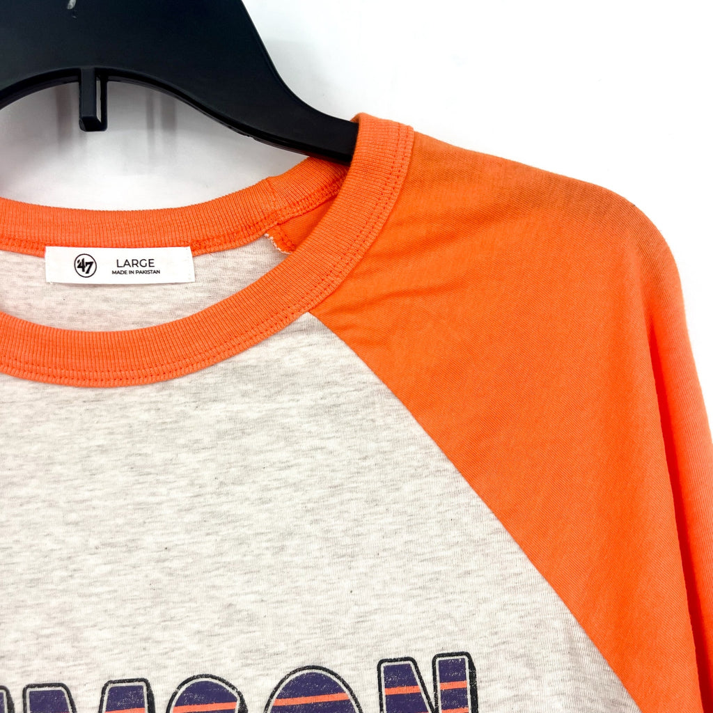 47 BRAND Womens Clemson Tigers Raglan Long Sleeve Tee Large Grey Orange NWT