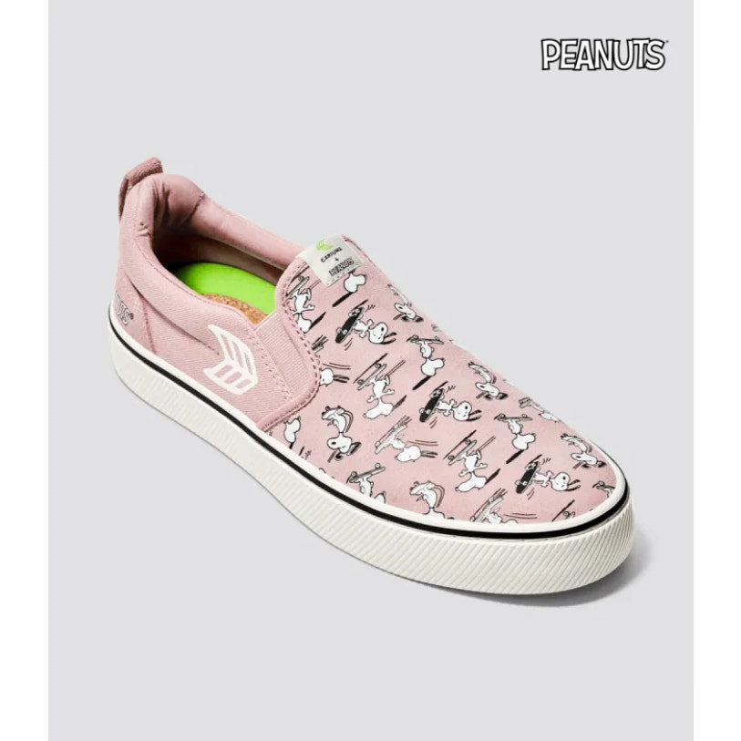 Cariuma Womens Peanuts Pro Skate Slip On Sneakers US 7.5 Pink Suede Canvas NIB