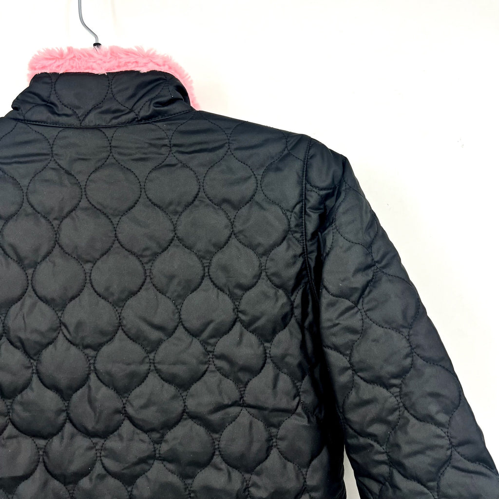 COLUMBIA Girl's Bella Plush Sherpa Quilted Jacket Medium 10-12 Black Pink NWT
