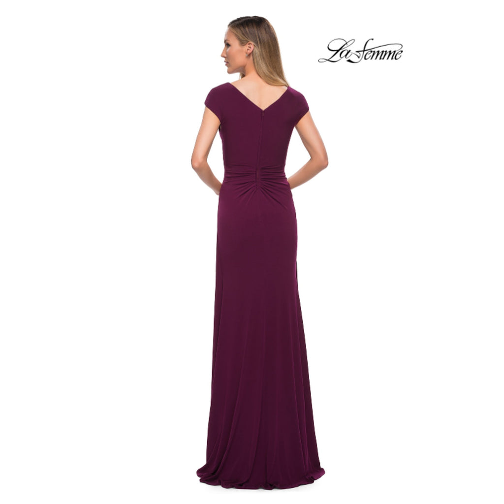 LA FEMME 29814 Women Knot Waist Jersey Evening Dress 18 Red Dark Berry NWT
