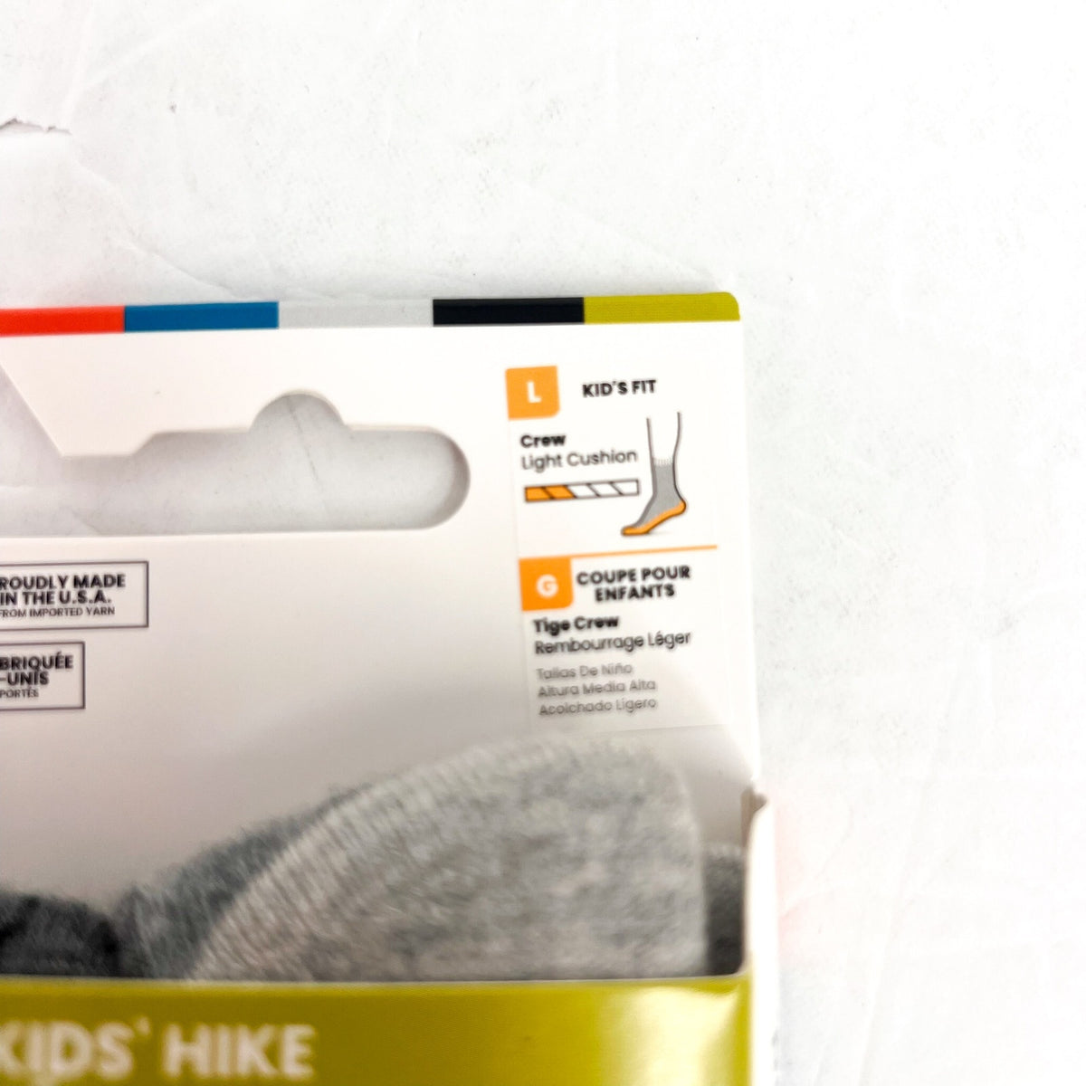 SMARTWOOL Kids' Hike Hiking Bear Crew Socks Large SIZE 3-6 Grey NWT