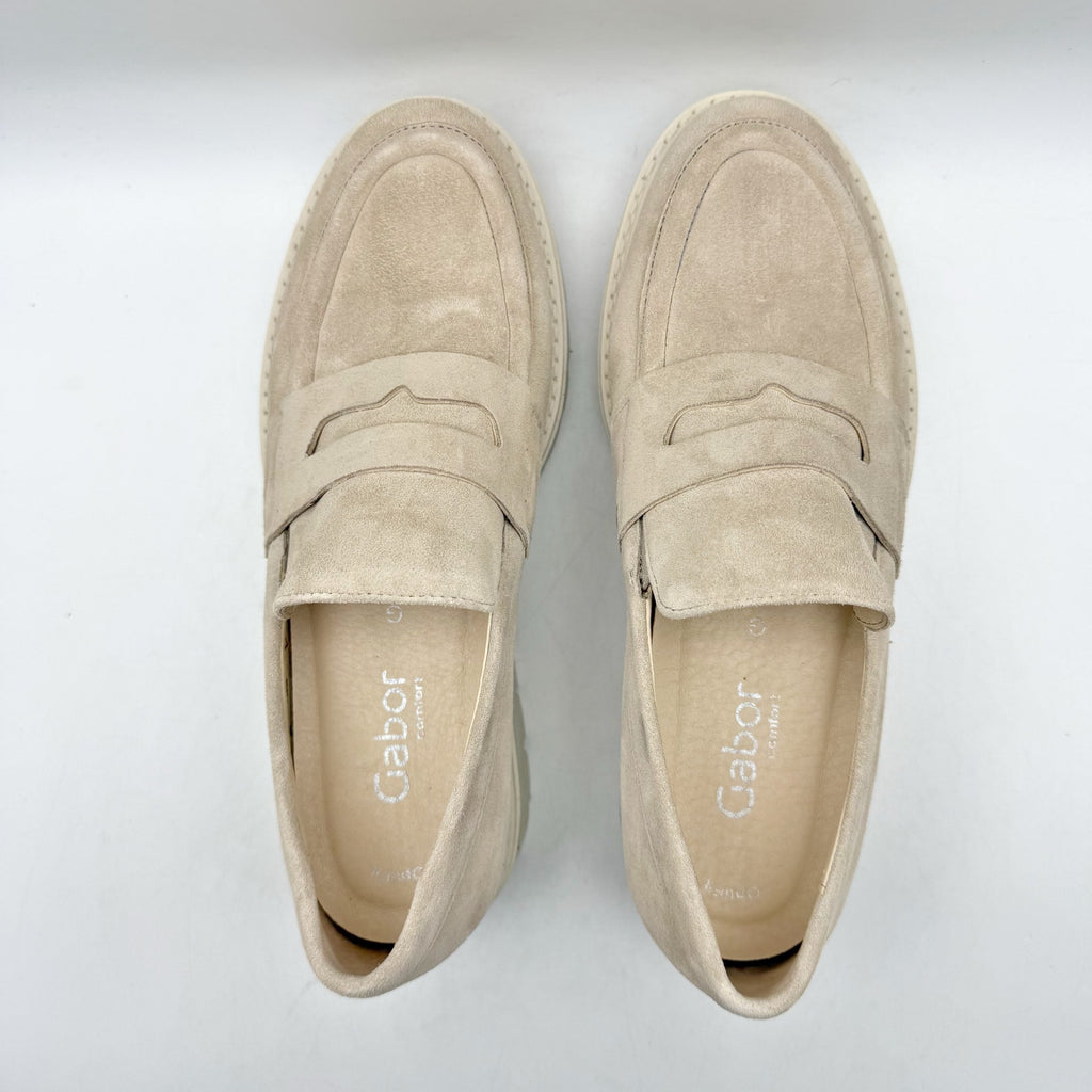 Gabor Womens 22.453 Platform Loafers UK 4 US 6.5 Beige Suede NWOB
