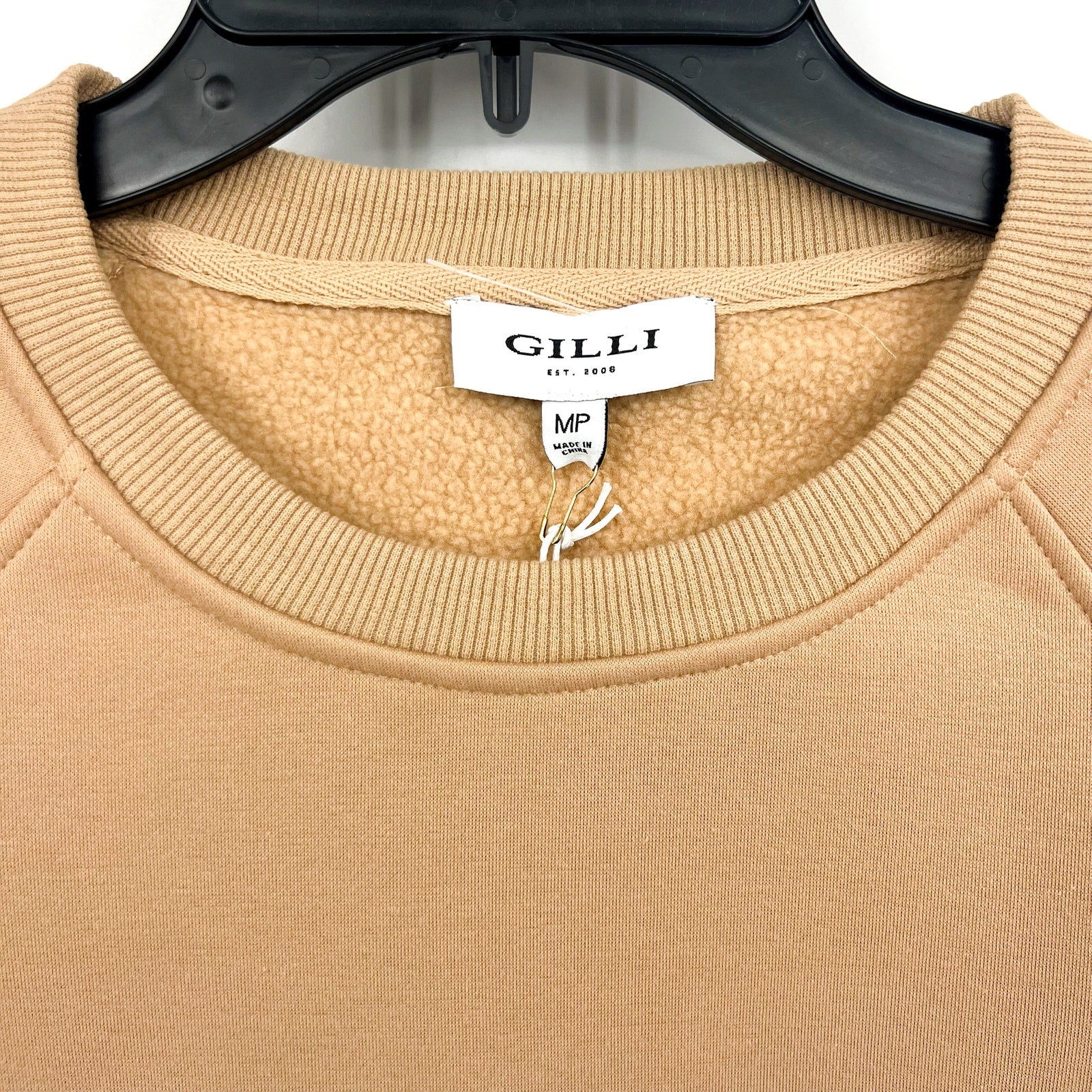 GILLI Pumpkin Spice Keeps Me Nice Crew Sweatshirt Medium Petite Tan NWT