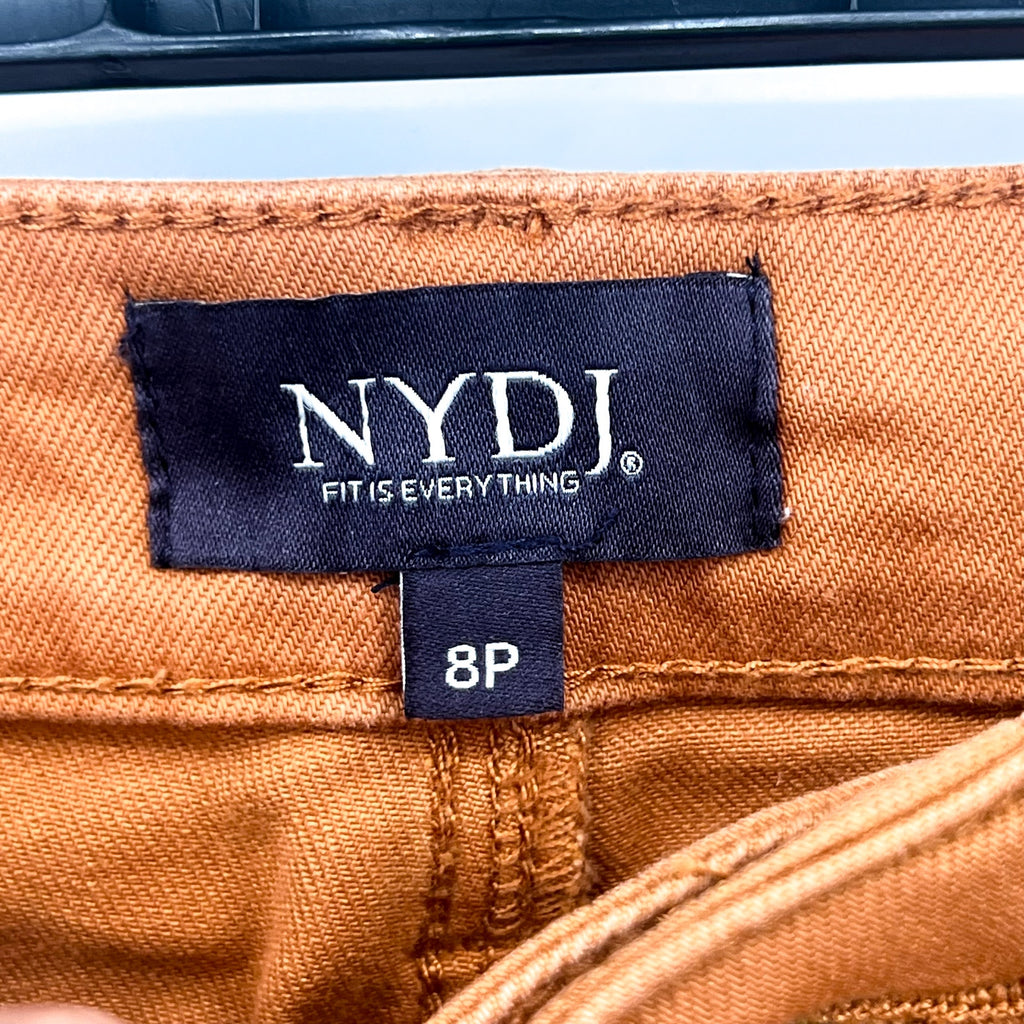 NYDJ Womens Margot Girlfriend Straight Leg Jeans Size 8 PETITE Rust Brown NWT