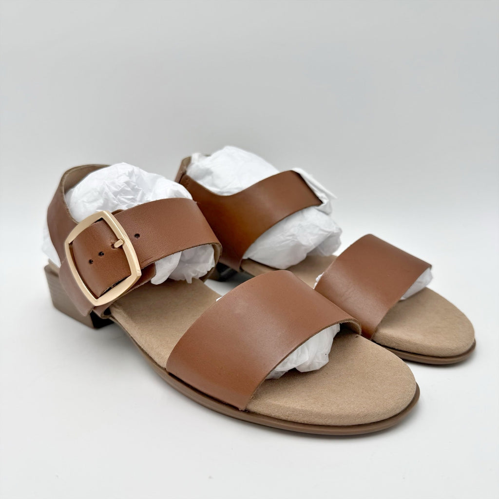 Munro Womens Cleo Double Strap Sandals Size 6.5 M Saddle Brown Leather NIB