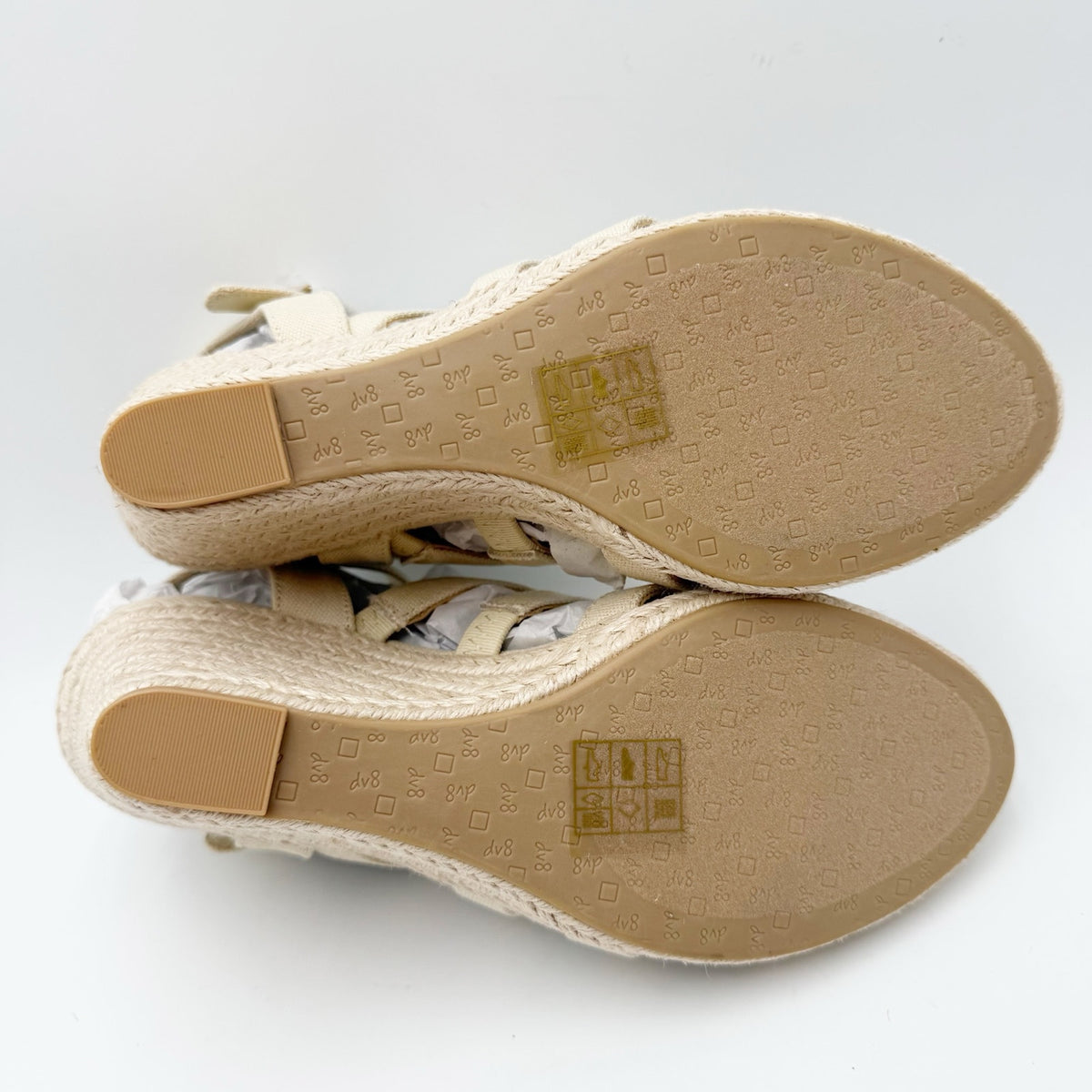 DOLCE Vita Womens DV8 Plume Wedge Sandals Size 7.5 Cream Beige Canvas NWOB