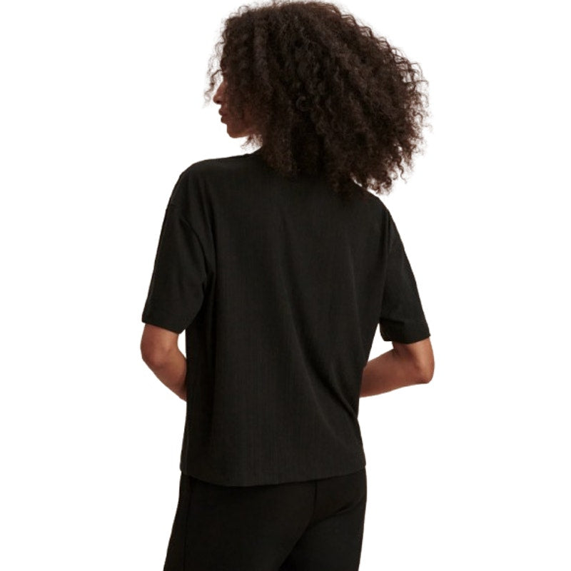 VARLEY Women's Kasey Mock Placket Rib Tee Small Black Short Sleeve NWT