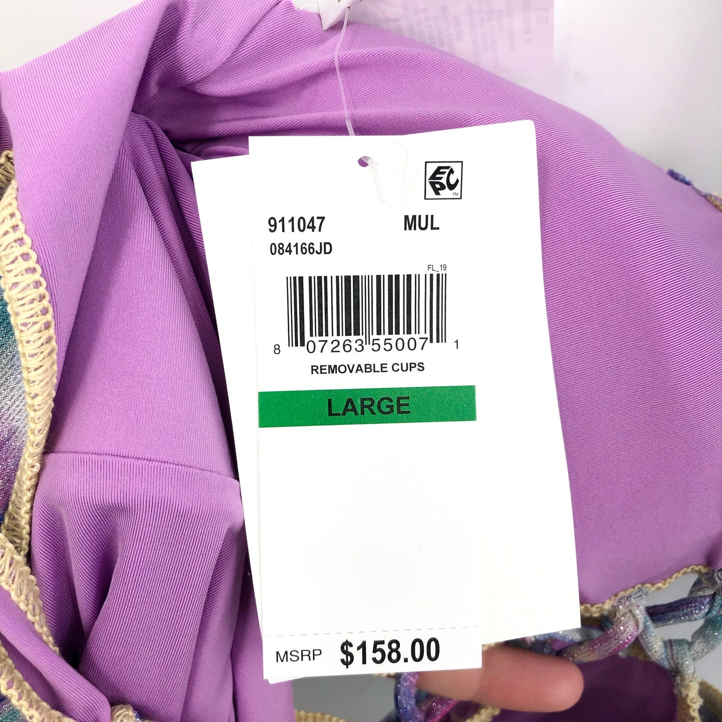 BECCA Women's Standard Tulum One Piece Swimsuit Large Purple Abstract Print NWT