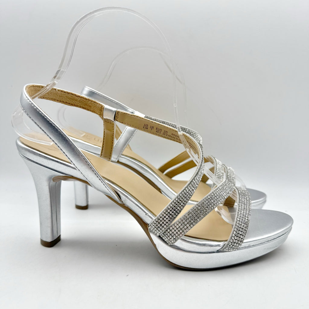 Naturalizer Womens Brenta2 Platform Heel Sandals US 9.5 M EU 40.5 Silver NWOB