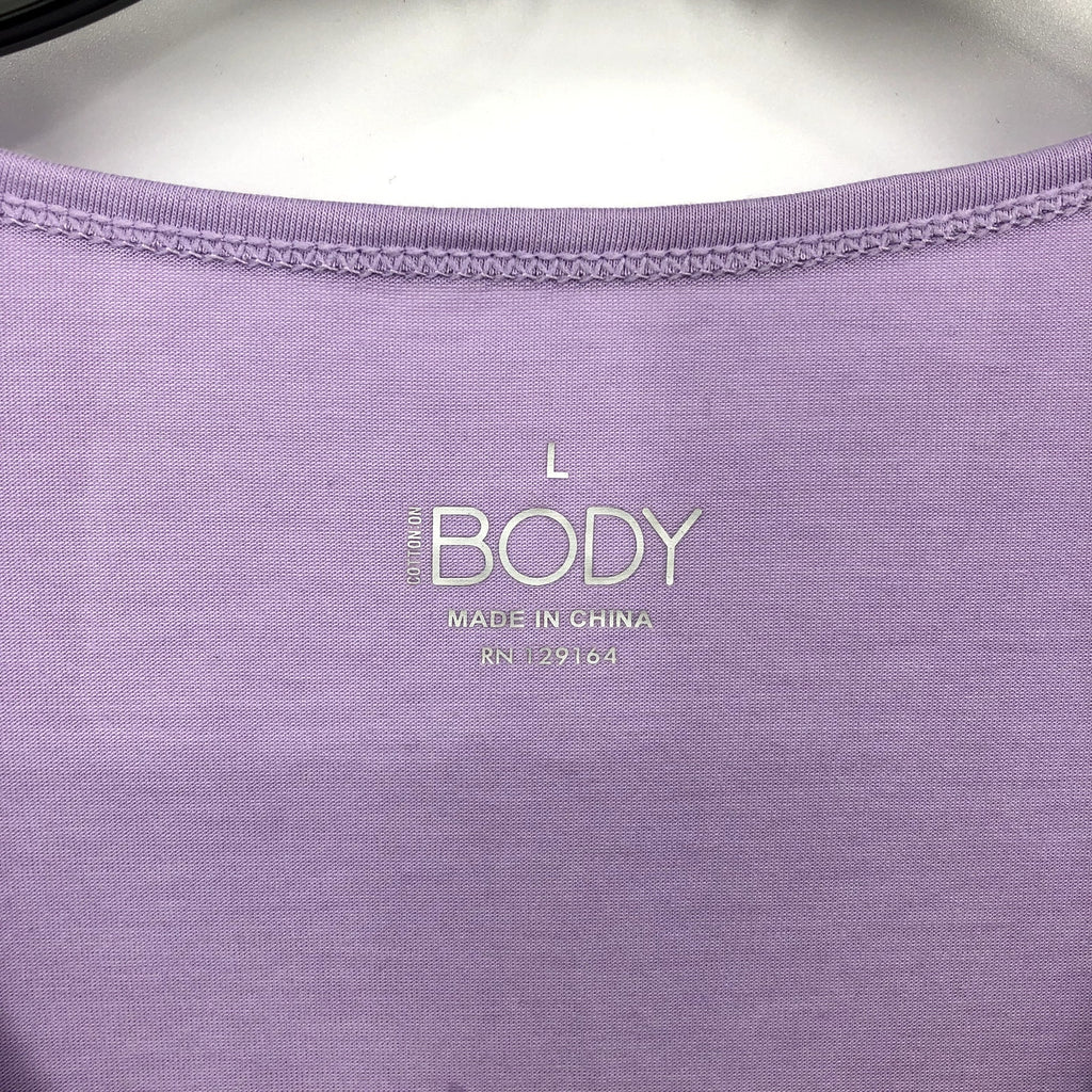 COTTON ON BODY Womens Gym T Shirt Large Purple Scoop Neck Relaxed NWT