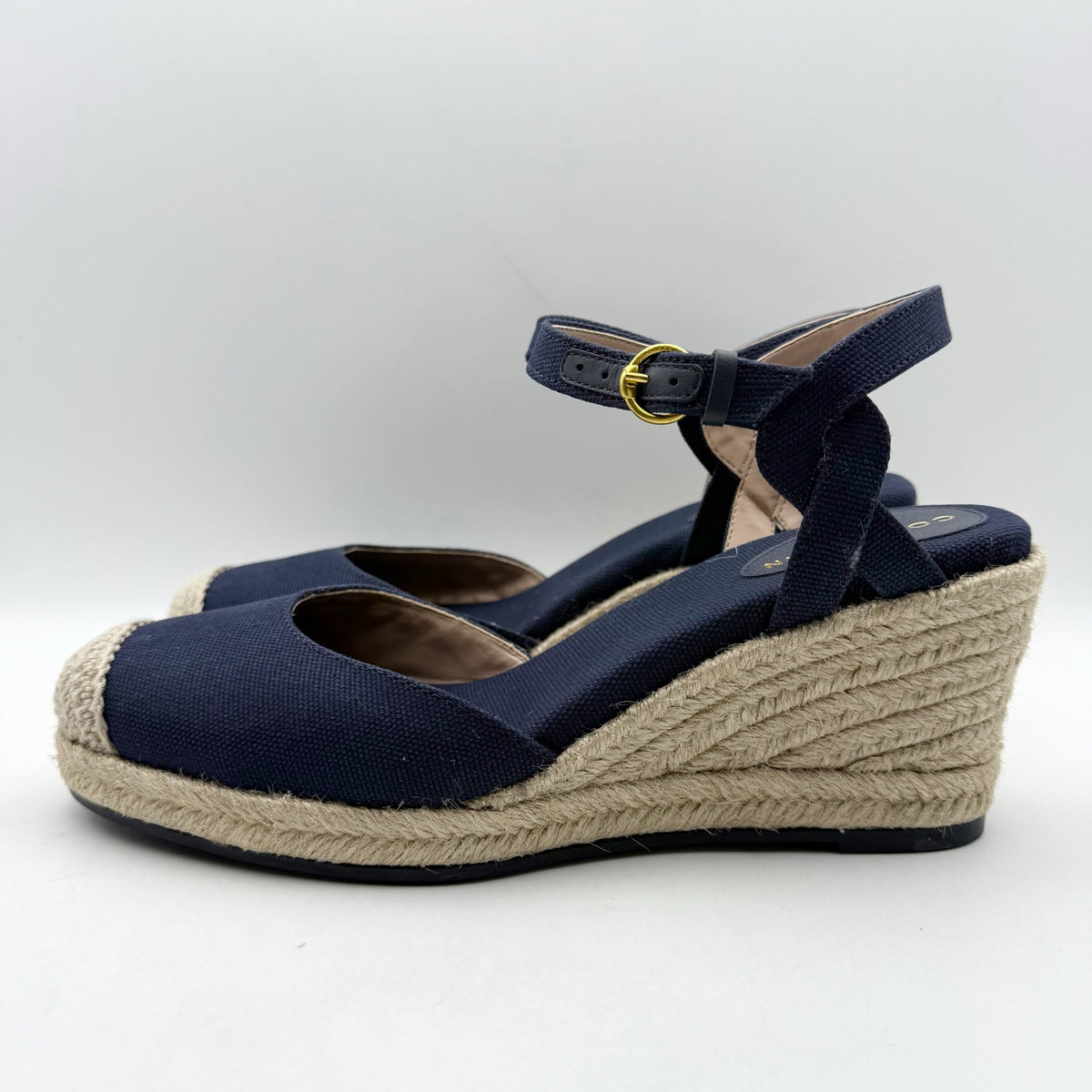 Cole Haan Women Cloudfeel Espadrille Wedge Heels Size 9.5 Navy Blue Linen NIB