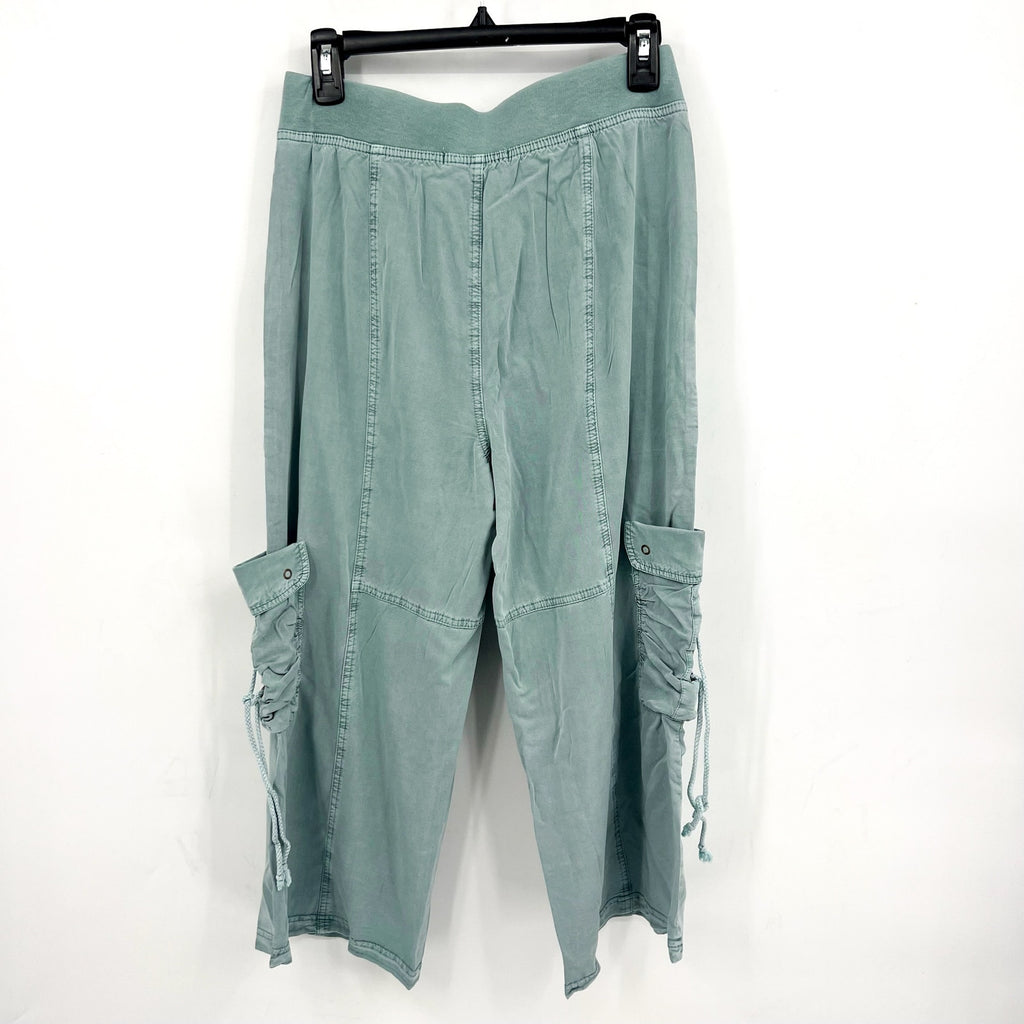 XCVI Women's Yana Gaucho Crop Pants Small Green Thunderclap Twill Pull-On NWT