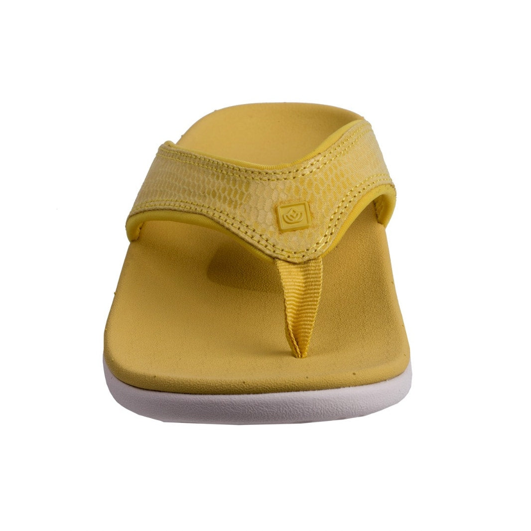 Spenco Womens Yumi Gecko Sandals US 7 WIDE Sundress Yellow Flip Flop NWOB