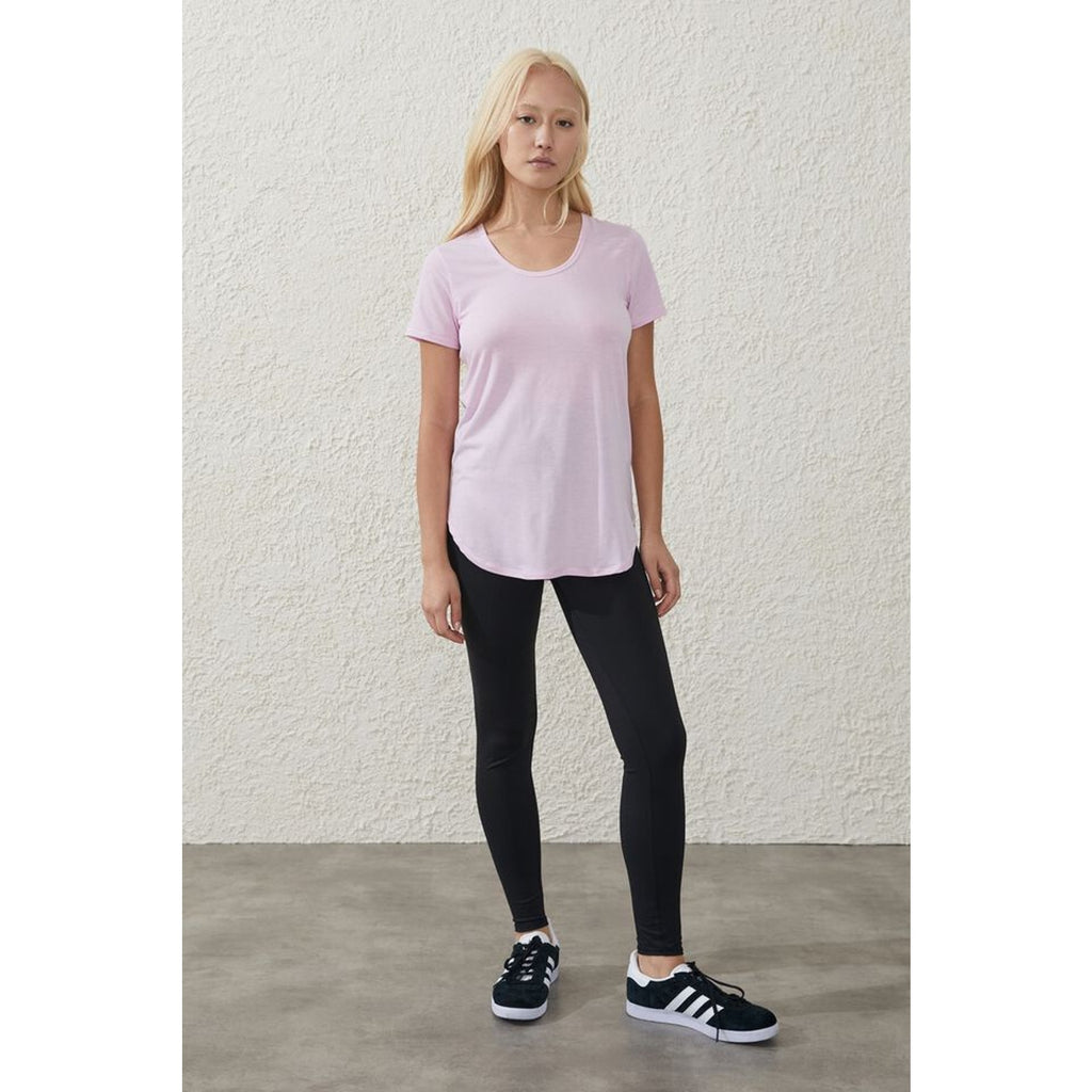 COTTON ON BODY Womens Gym T Shirt Large Purple Scoop Neck Relaxed NWT