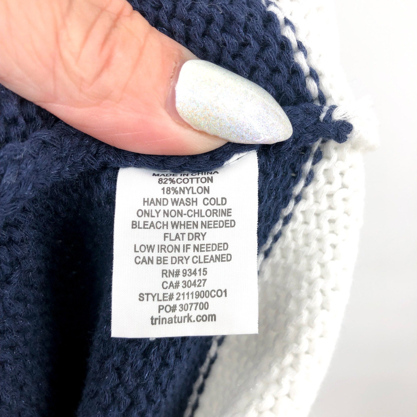 TRINA TURK Women's Horizon Striped Sweater Medium Navy White Boatneck NWT