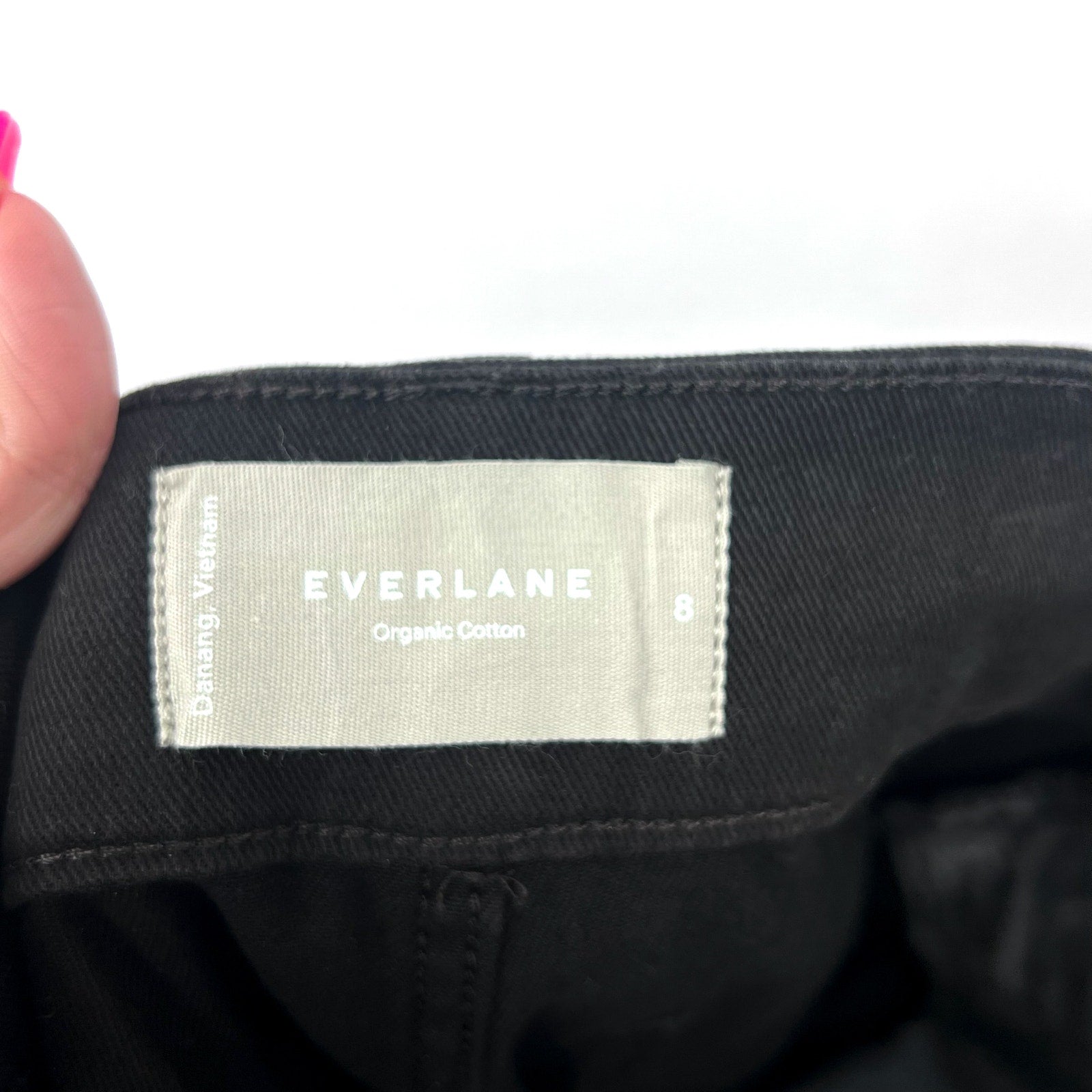EVERLANE Womens Organic Wide-Leg Crop Pants Size 8 Black Chino Stretch Twill NWT