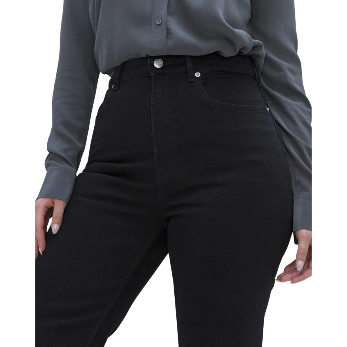 EVERLANE Women's The Curvy Way High Jeans 30x28 US 10 Black Organic Cotton NWT