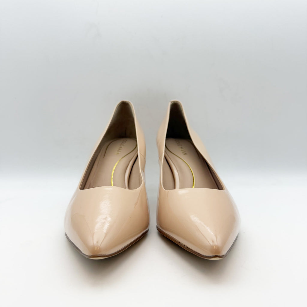 Cole Haan Womens Vandam Pumps US 9.5 Tan Brush Patent Leather 65mm NWOB