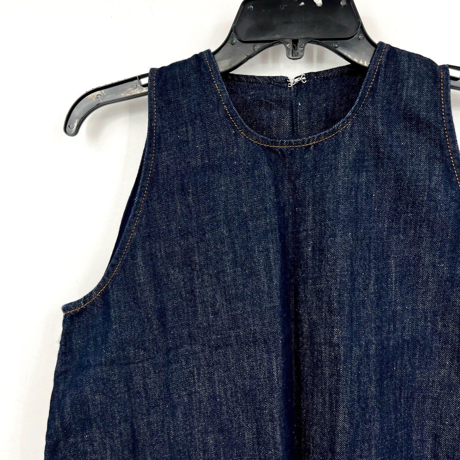 7 FOR ALL MANKIND Sleeveless Denim Top Medium Blueberry Cotton Linen NWT