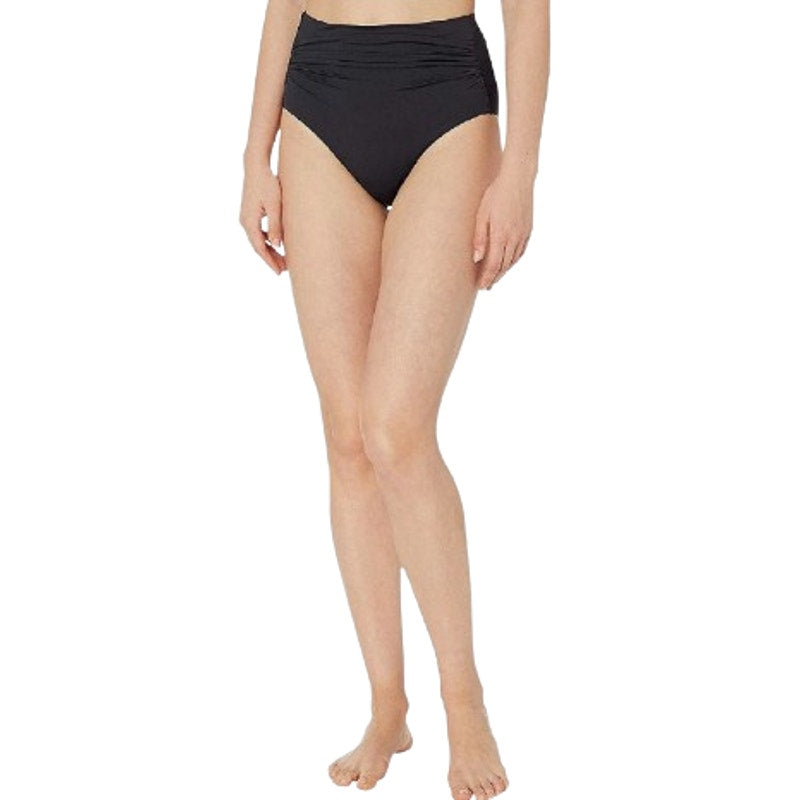 LAUREN RALPH LAUREN Slimming High Waist Bikini Bottom Size 14 Black Beach Club