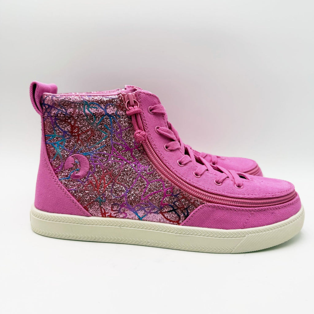 BILLY Footwear Kids Classic Lace High Sneakers Size 7 Big Kid Pink Print NWOB