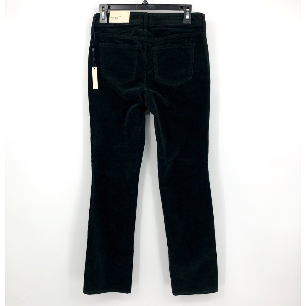 NYDJ Women's Marilyn Straight Jeans Size 0 Black Corduroy Stretch 30" Inseam NWT