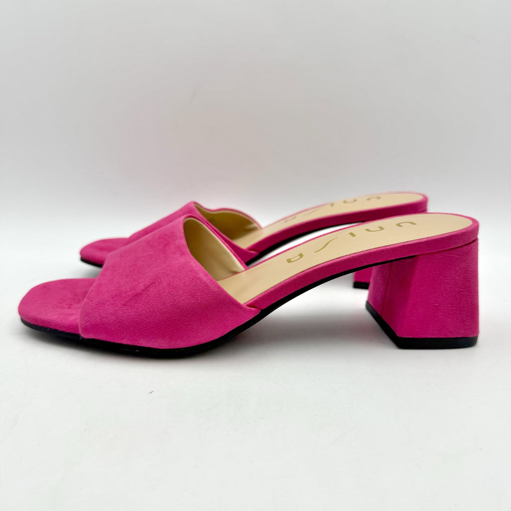 Unisa Womens Venley Heeled Sandal US 6 M EU 36.5 Pink Slip On NWOB