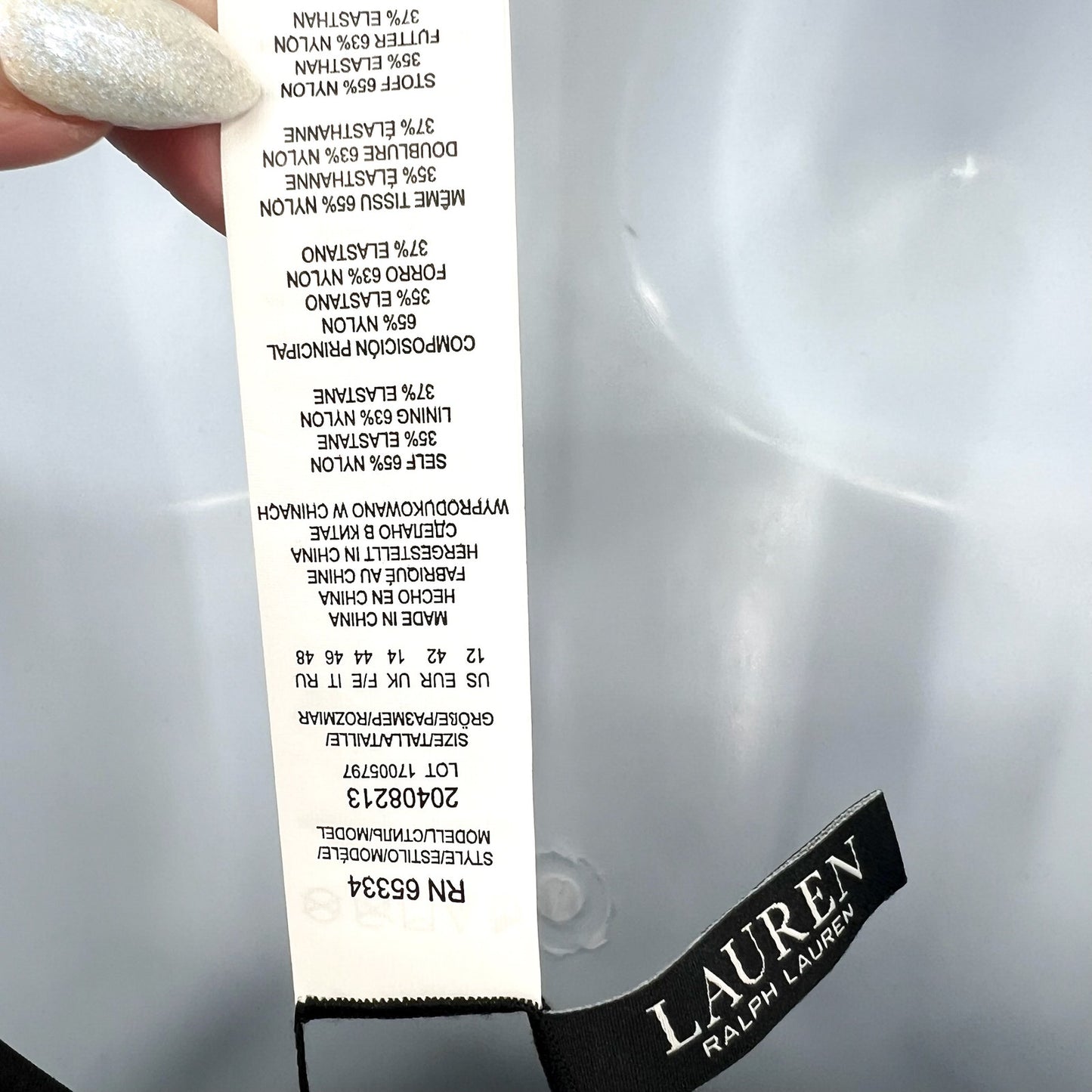 LAUREN RALPH LAUREN Sculpting Cross Front One Piece Swimsuit 12 Black OTS NWT