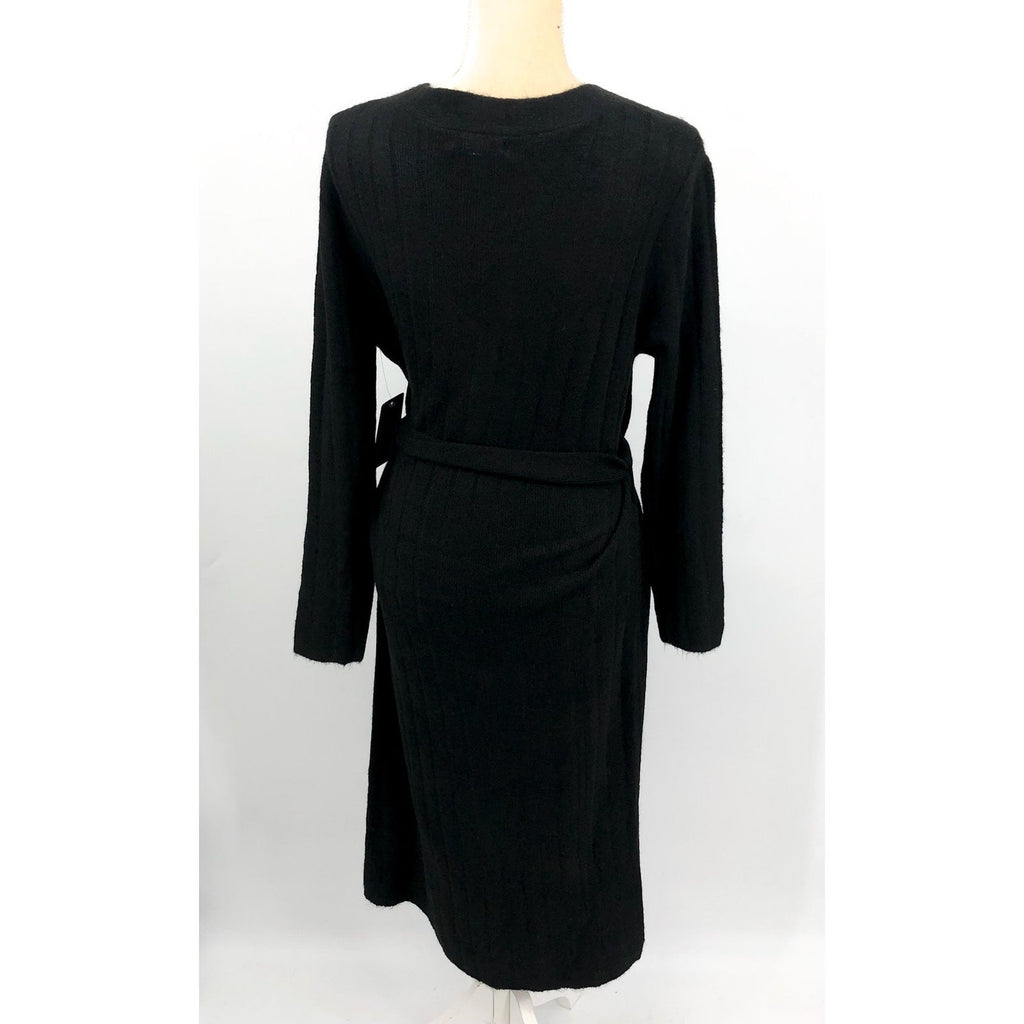 STITCHDROP Women's Tied To You Belted Midi Sweater Dress Medium Black NWT
