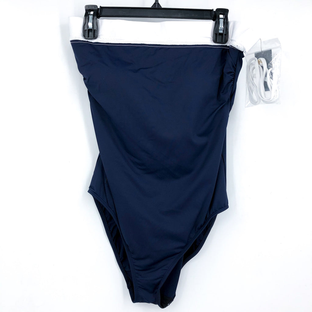 LAUREN RALPH LAUREN Bel Air Bandeau One Piece Swimsuit Size 4 Navy Blue NWT