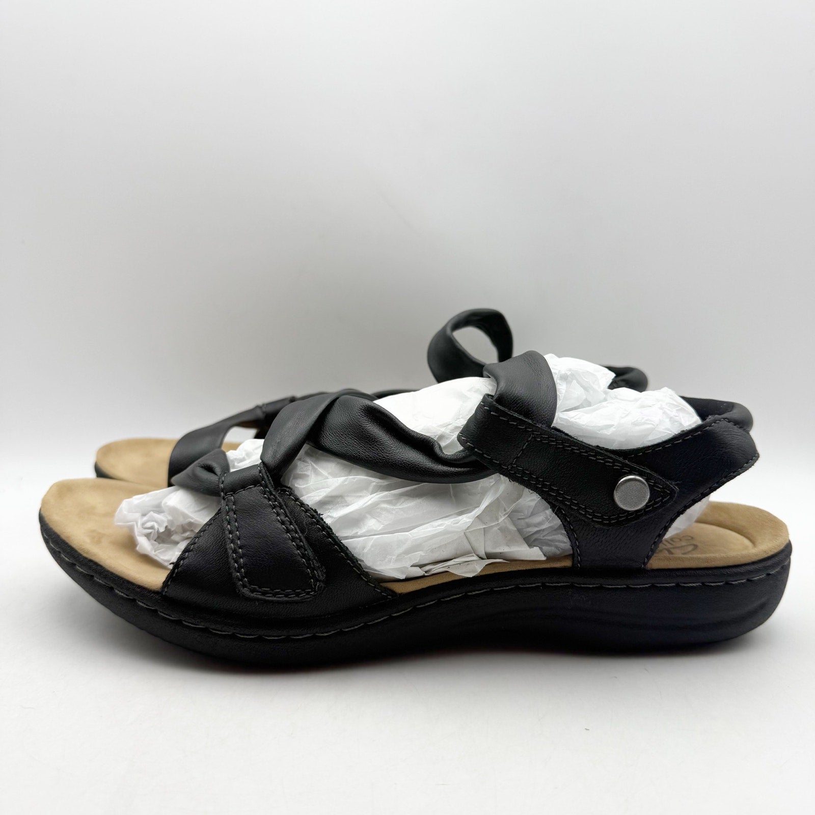 Clarks Womens Laurieann Bell Sandals US 11 M Black Leather NIB
