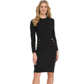 DKNY Women's Button-Trim Sweater Dress Small Black Long Sleeve NWT