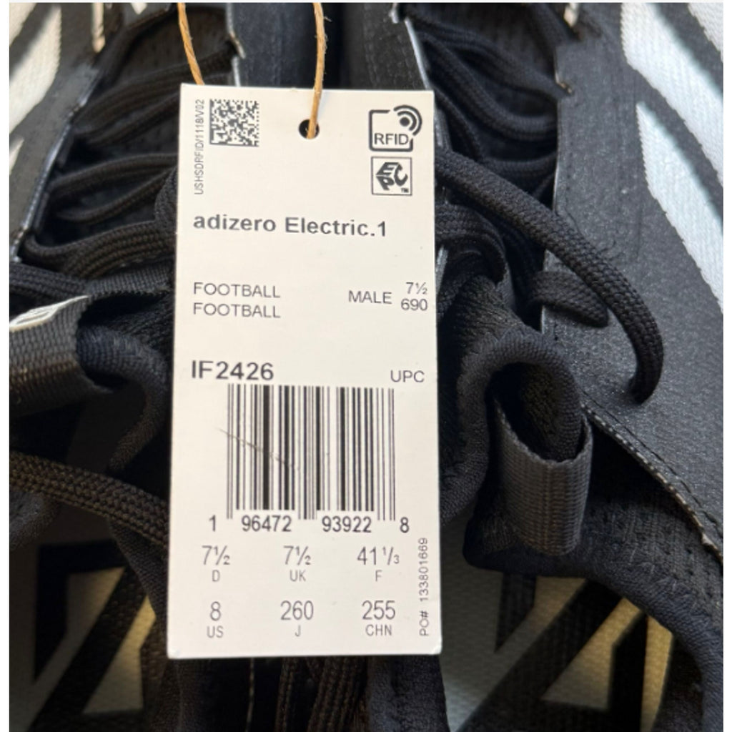 Adidas Mens Adizero Electric 1 Football Cleats Size 8 Black White NWOB