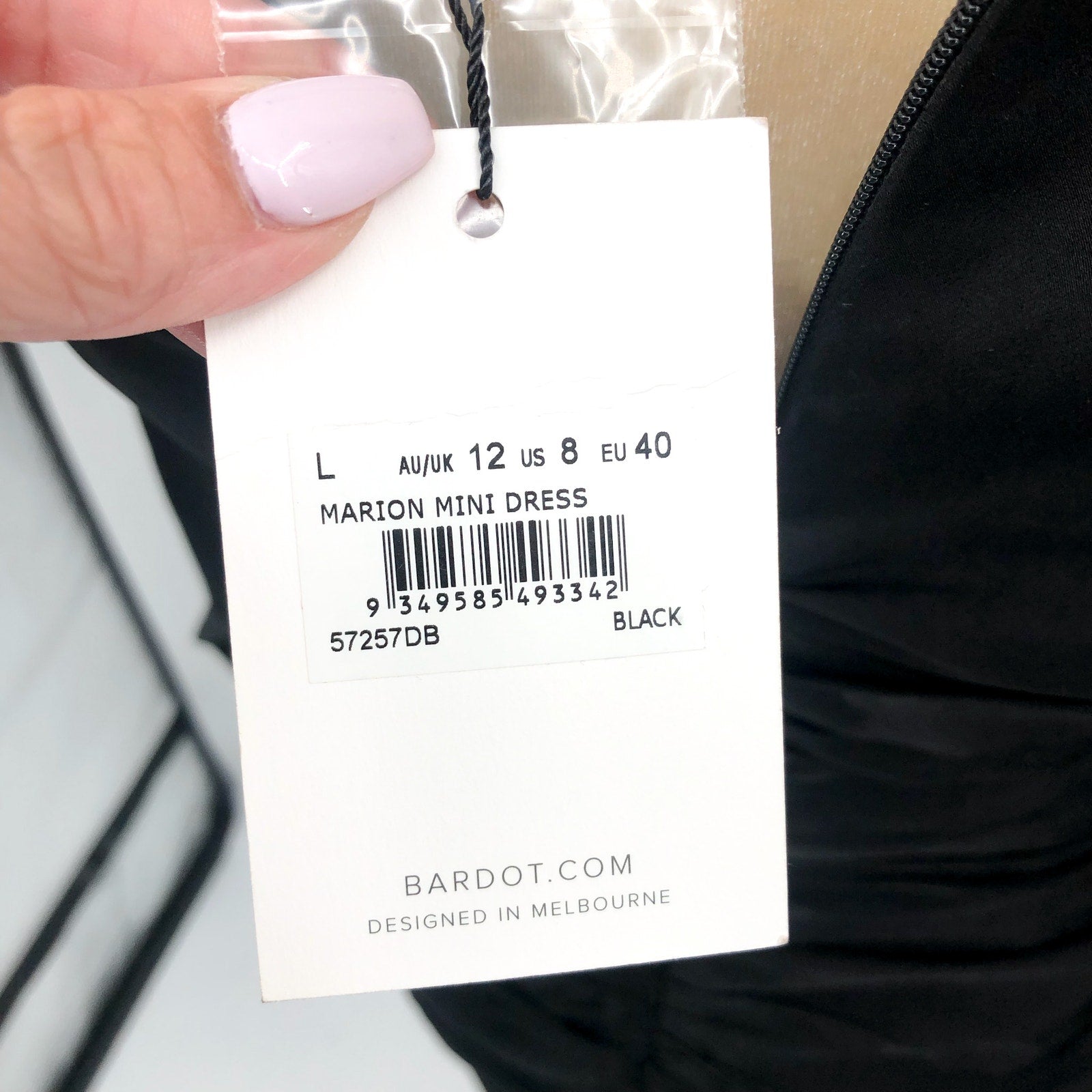 BARDOT Women's Marion Mini Dress US 8 Black Ruched Long Sleeve NWT