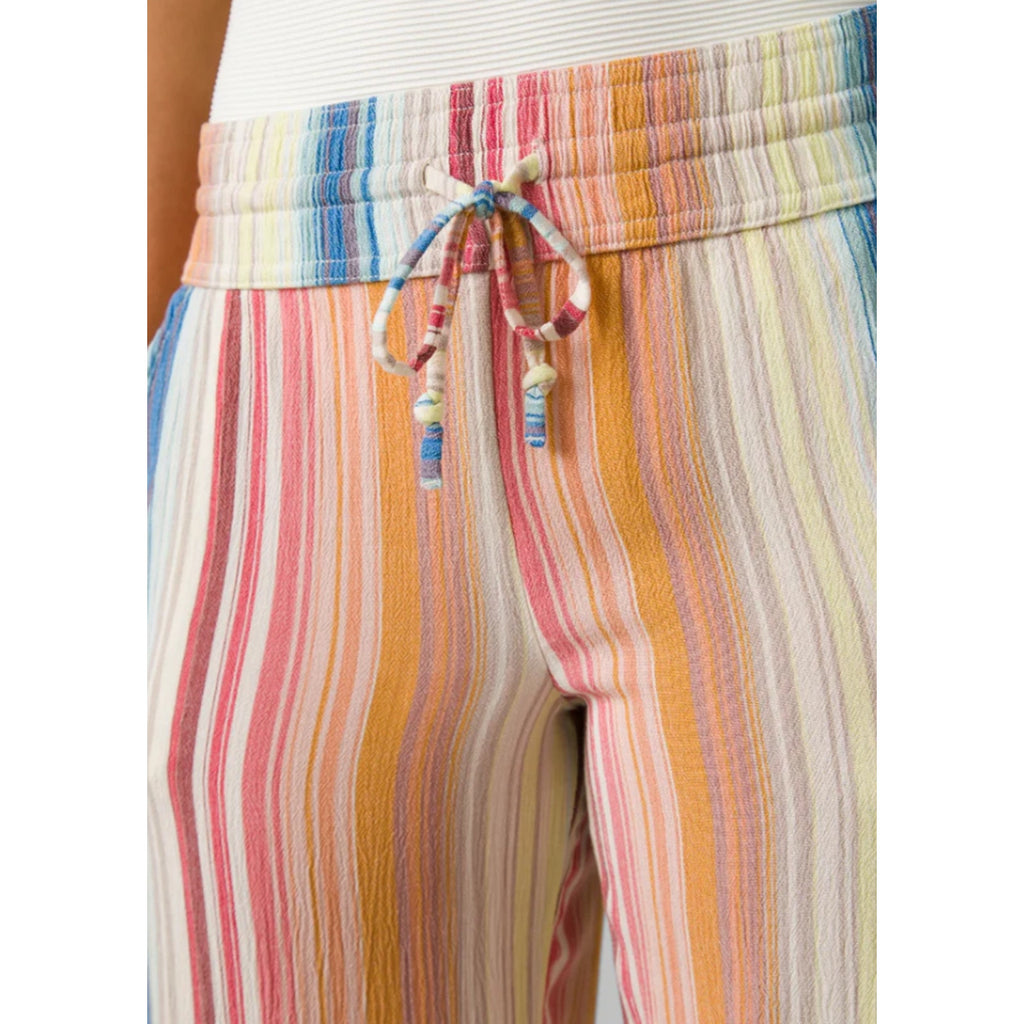 PRANA Women's Fernie Beach Pants Medium Gold Baja Stripe Wide Leg Mid Rise NWT