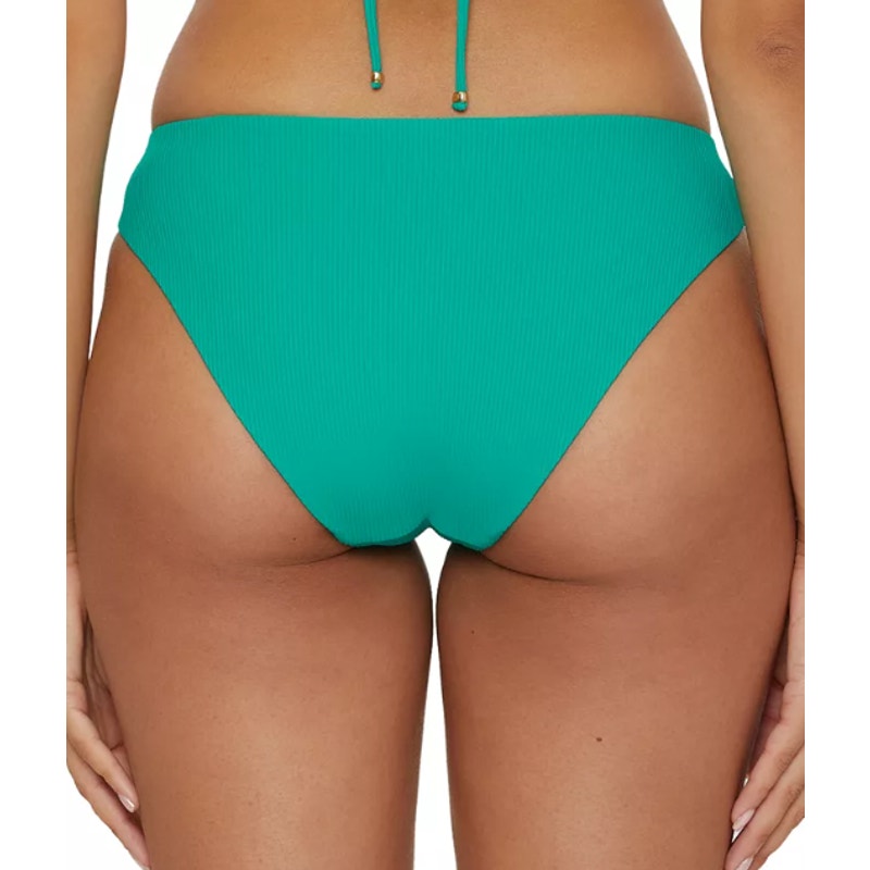 BECCA Women's Modern Edge Buckle Hipster Bikini Bottoms Small Green Peacock NWOT
