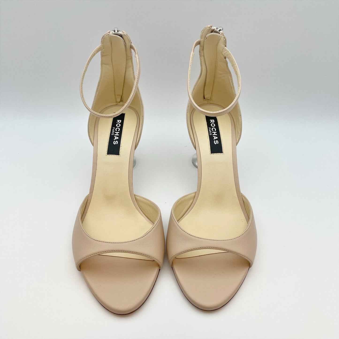 Rochas Paris Womens Nappa Carne Icon Heel EU 38 US 8 Nude Tan Leather EUC
