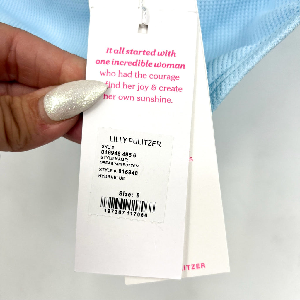 LILLY PULITZER Womens Orea Bikini Bottoms Size 6 Hydra Blue Gold Hardware NWT