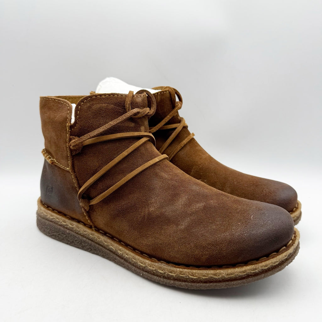 Born Womens Calyn Ankle Booties Size 9.5 EU 41 Brown Suede Boots NIB
